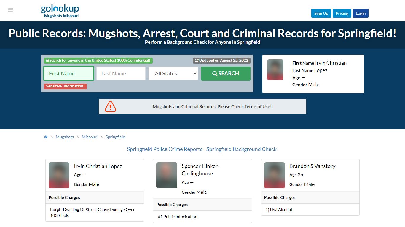 Mugshots Springfield, Arrest Records Springfield - GoLookUp