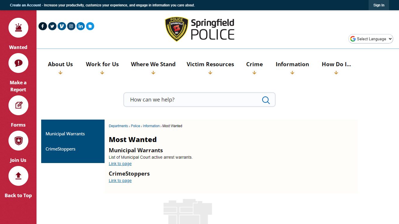 Most Wanted | Springfield, MO - Official Website