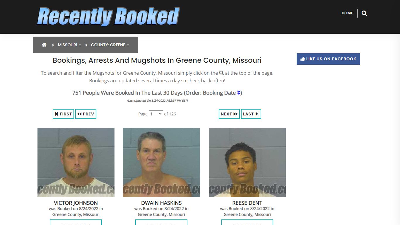 Recent bookings, Arrests, Mugshots in Greene County, Missouri